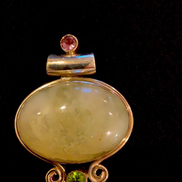 Sterling Moonstone, Peridot, & Amethyst Pendant - Vintage - Picture 4 of 9